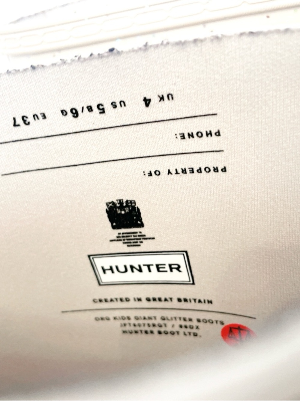 Hunter Cream Original Glitter Rubber Rain Shoes with Embossed Logo - Picture 10 of 11